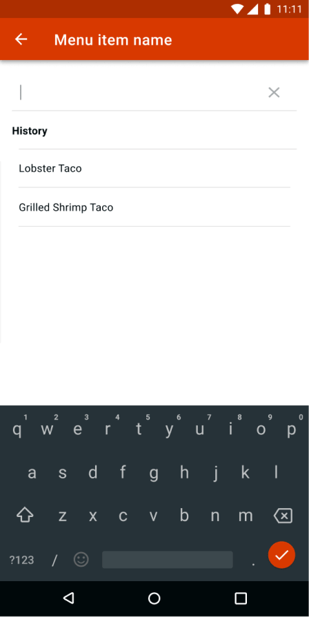 Image of Menu Item search